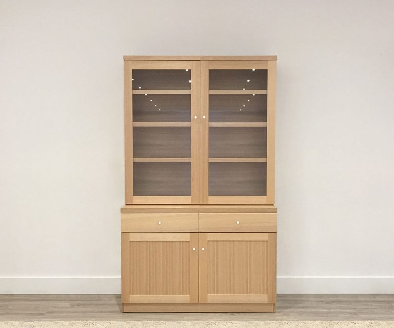 custom wall unit with internal lighting and glass shelves made in blackwood timber