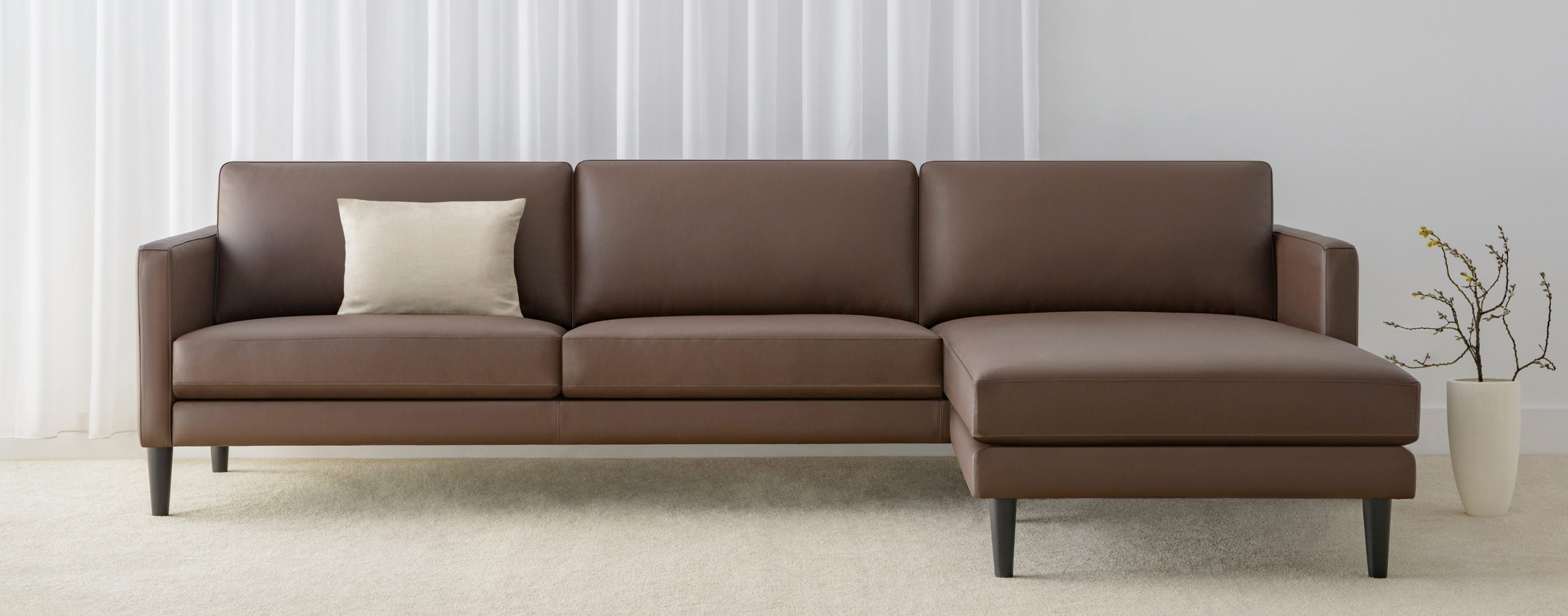 leather modular lounge with chaise made in Adelaide