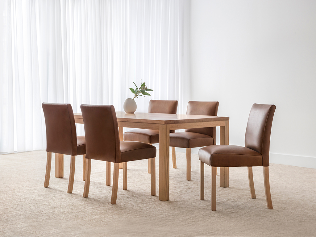 traditional rectangular timber dining table with four legs