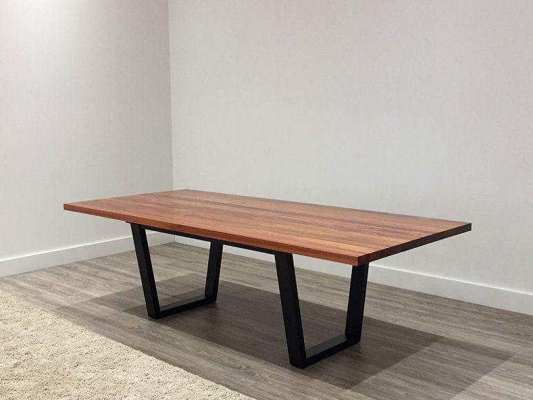 2.5 metre solid timber dining table with black base