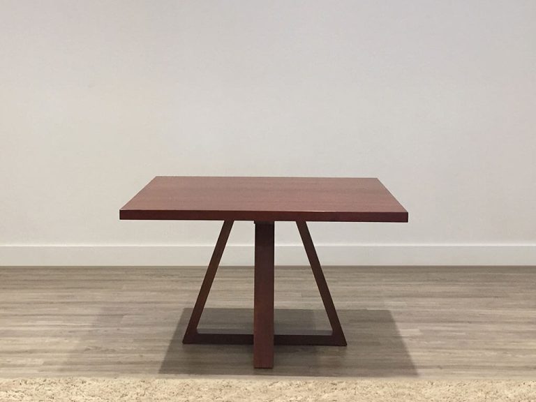 small square dining table at 1.2 metres square with open base