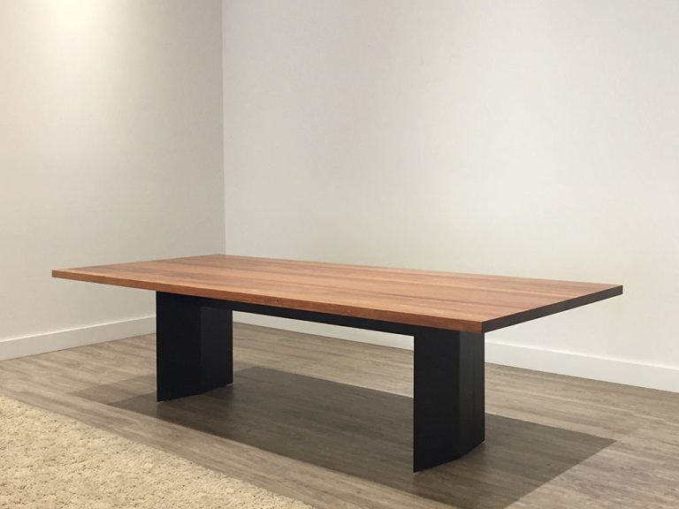 custom made black base slim top dining table to seat 12