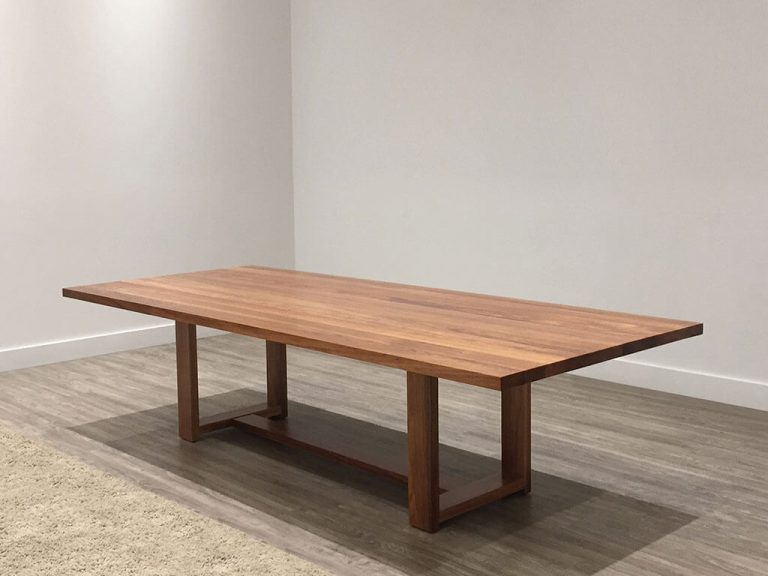 3 metre dining table with base footrail in tasmanian blackwood solid timber