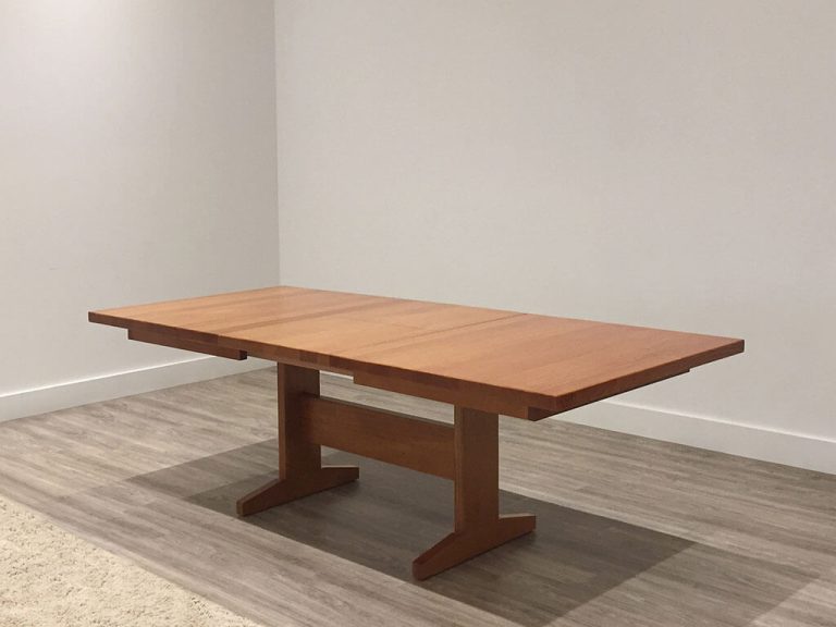 extendable dining table opening to 2.4 metres toned to sample, Australian made