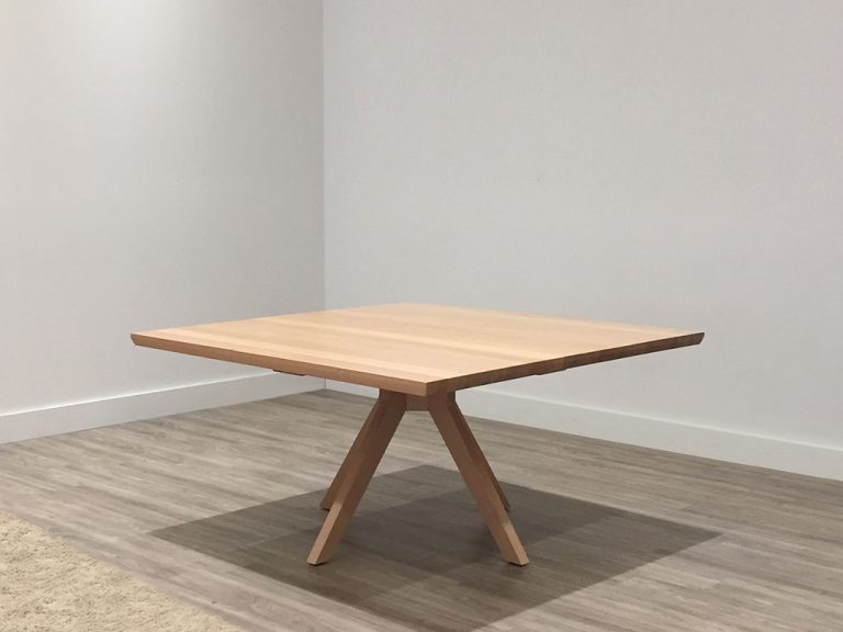 australian oak square 8 seater dining table with angular legs