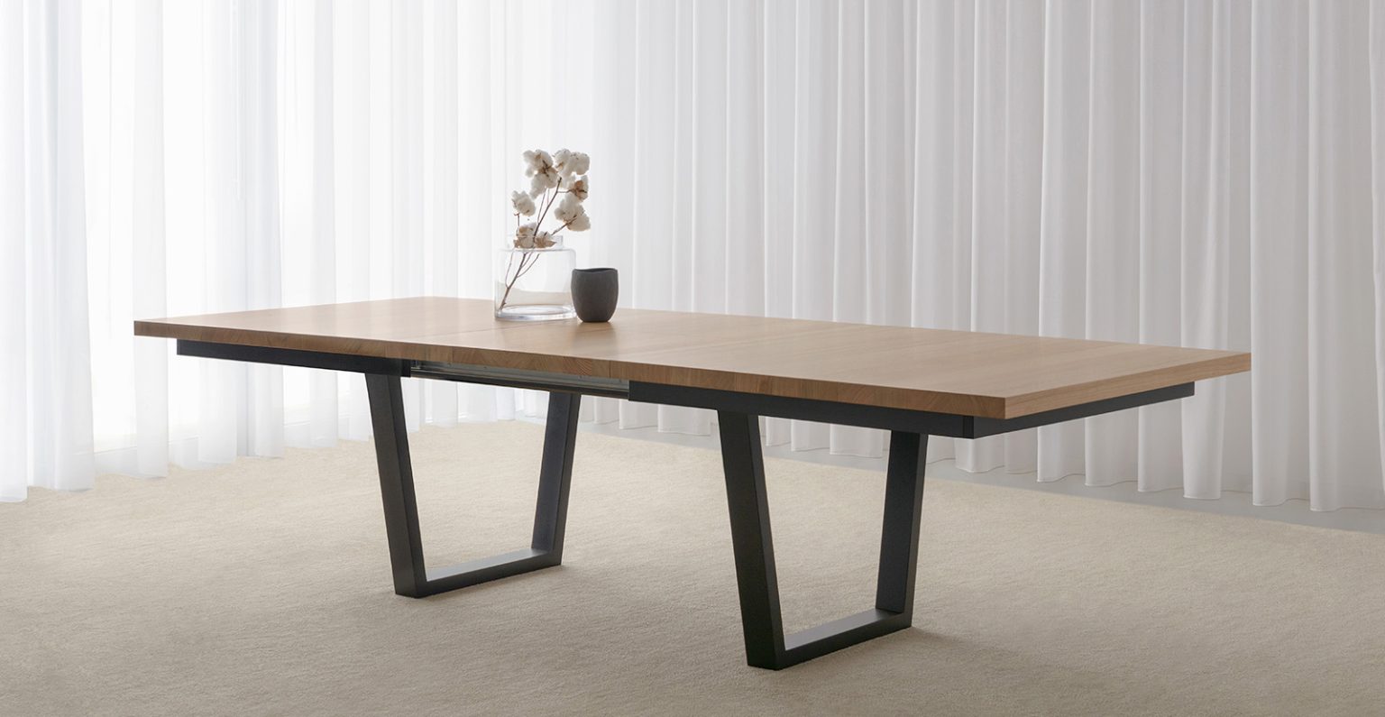 Extendable Dining Table: With Angular Black Legs
