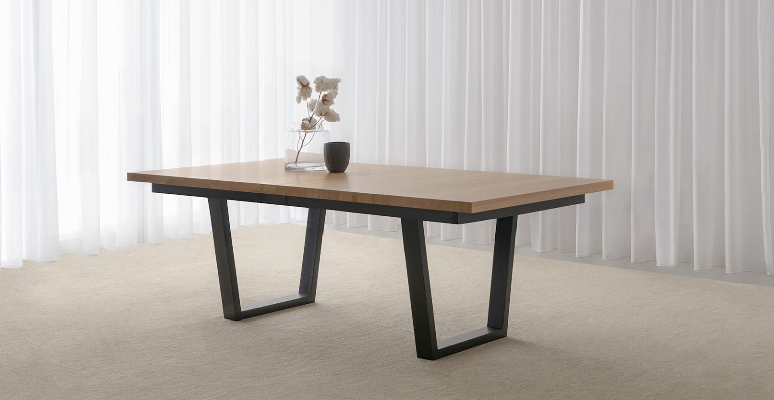Extendable Dining Table: With Angular Black Legs