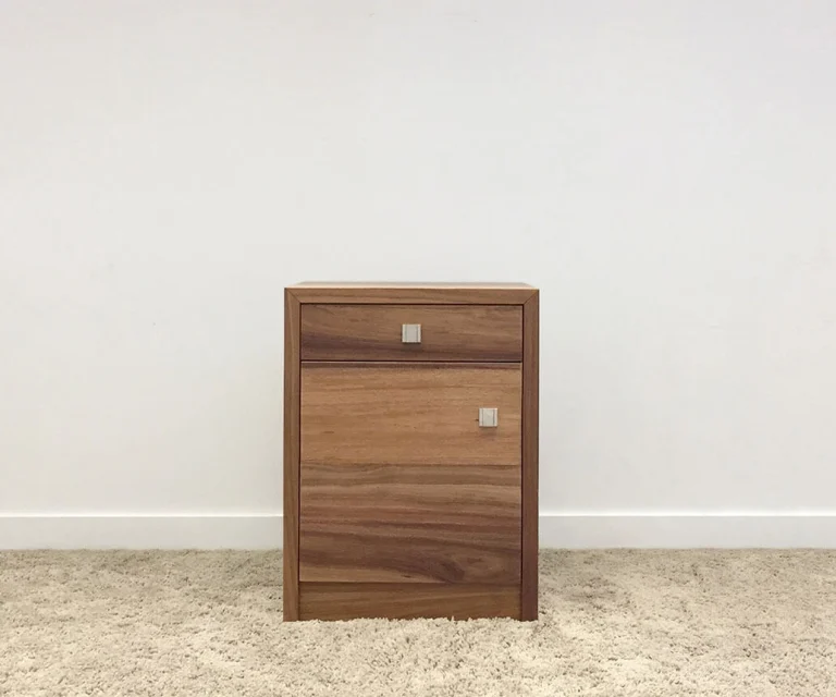 tasmanian blackwood timber tower cabinet with 1 drawer and 1 door, made in adelaide