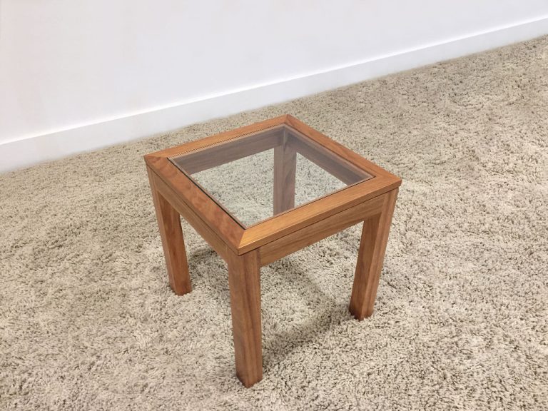 solid blackwood timber coffee table with glass square top