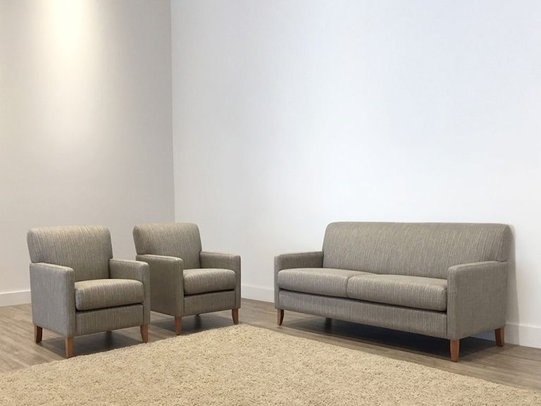 contemporary fabric lounge suite with 2 chairs and 2.5 seater lounge made in adelaide