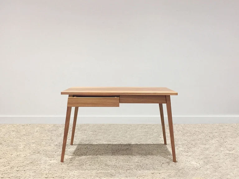 solid timber office desk adelaide with two slim drawers and angled legs