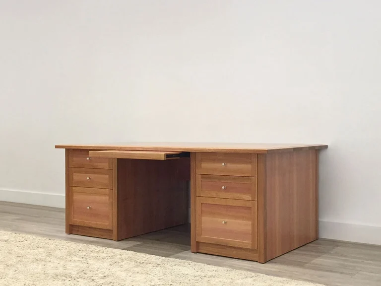 locally made home office desk with 6 drawers and keyboard slide panel