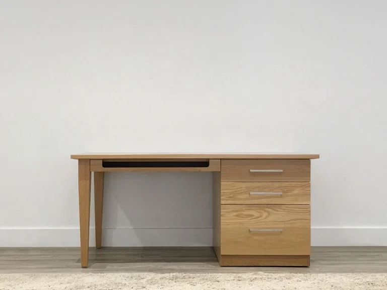 solid timber home office desk adelaide with 3 drawers and discreet panel