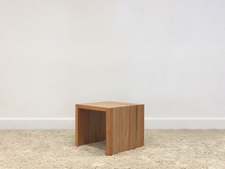 custom timber side table with waterfall edge in blakwood made in adelaide