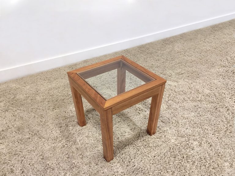 custom side tables made in adelaide from quality timber with glass shelf