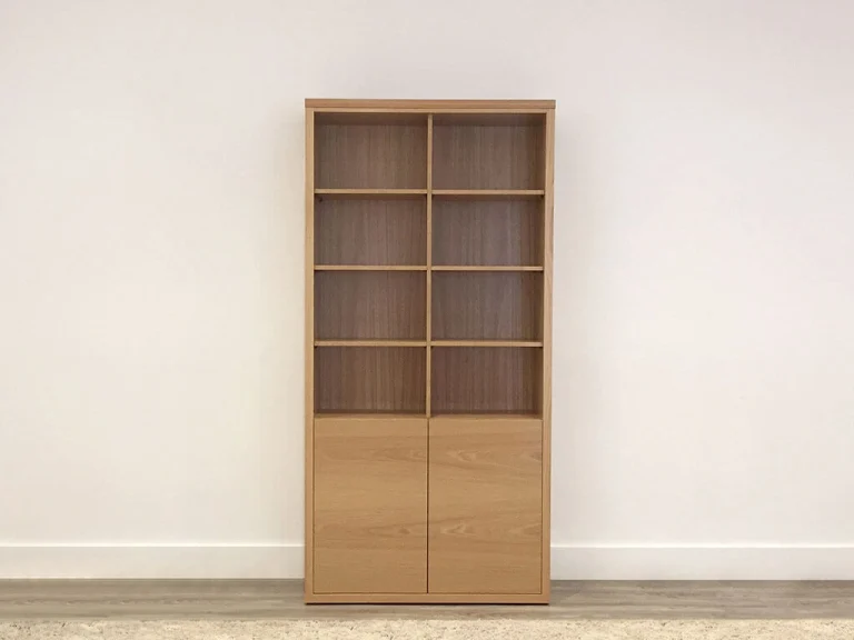 tall office storage bookcase with shelves and doors in american oak timber