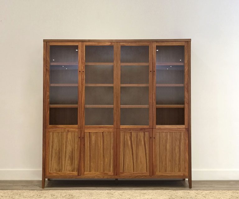 blackwood timber wallunit with 8 doors and internal shelves made in adelaide