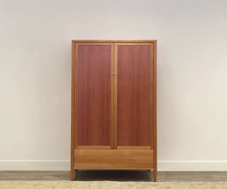 timber with two constrast timber wattle and myrtle on freestanding wardrobe adelaide