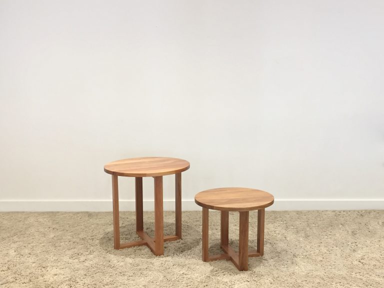 custom made tasmanian blackwood timber round coffee table nest of 2