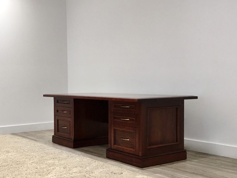 australian made executive desk with side storage compartments and modesty panel