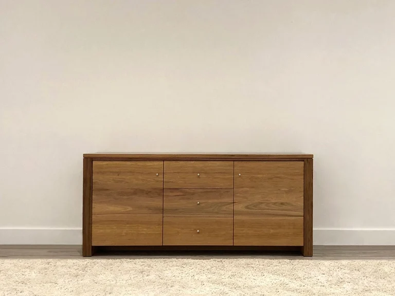 solid timber sideboard with 2 doors and 3 drawers made in blackwood timber