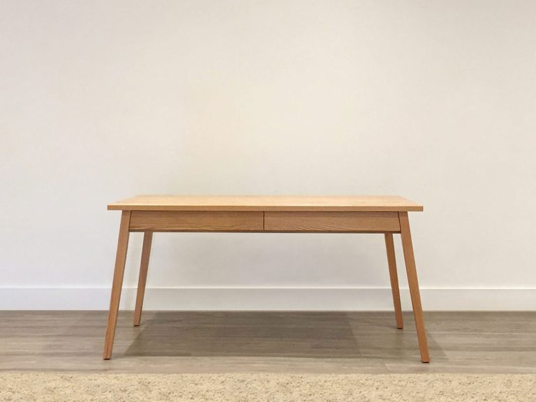 solid timber office desk adelaide with two slim drawers and angled legs