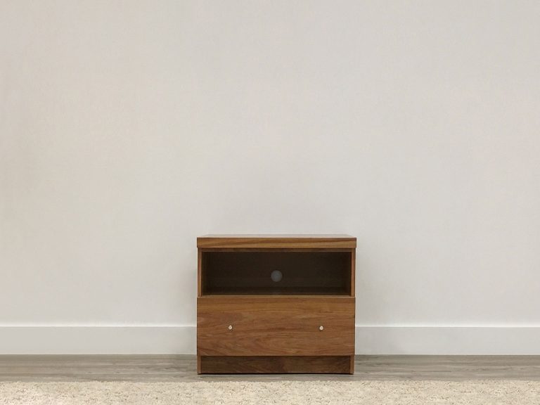 custom made small entertainment unit with 1 drawer and shelf space