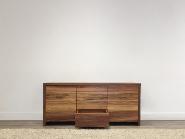 custom made tasmanian blackwood timber buffet cabinet with 3 doors and bottom drawers