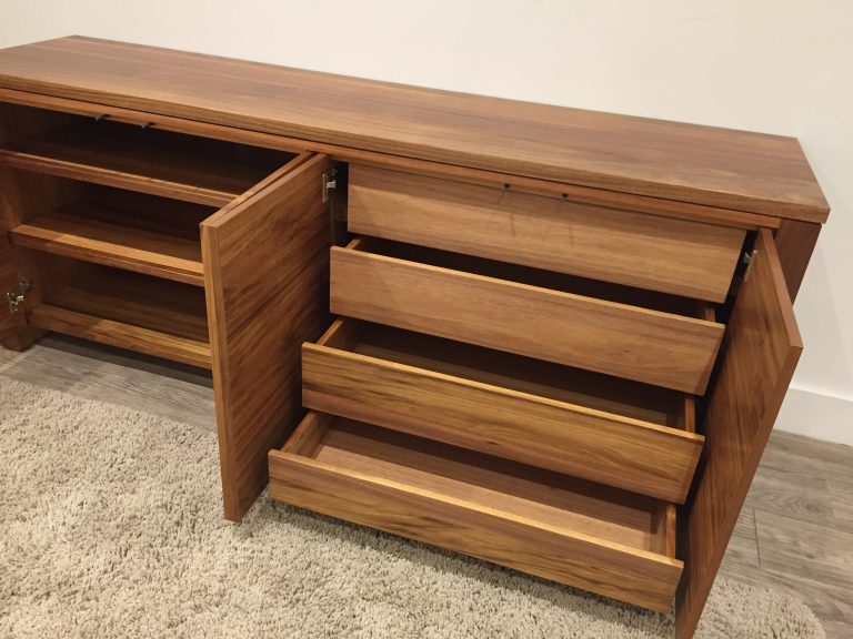 australian blackwood timber custom made buffet with 4 doors internal drawers and shelves