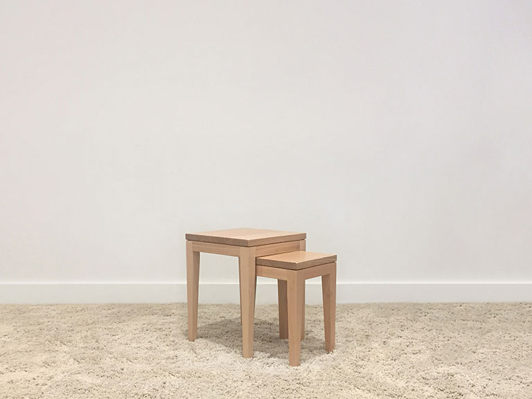 nest of 2 australian timber custom made side table with square top finishes and tapered legs