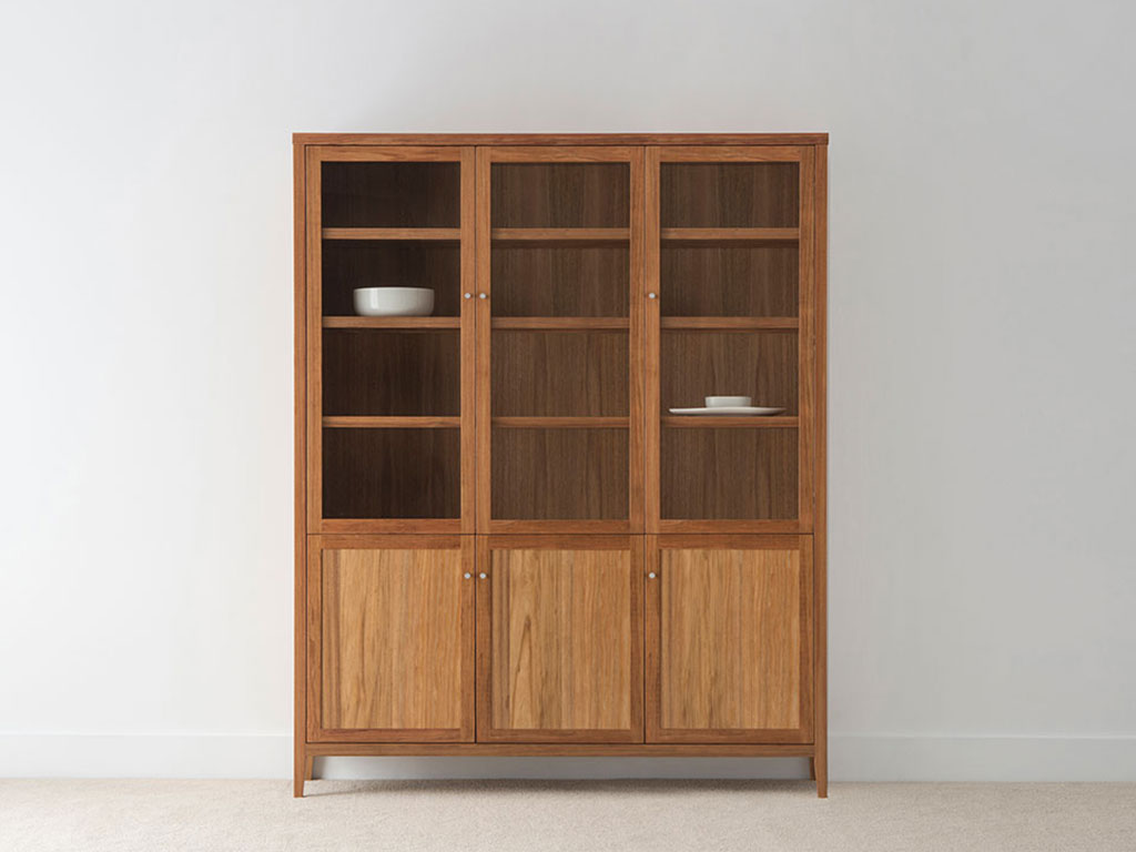 kenton 3 door wallunit 1.6 glass doors and timber shelving