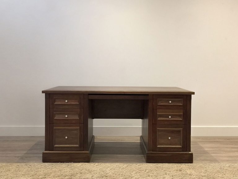 australian made executive desk with side storage compartments and modesty panel