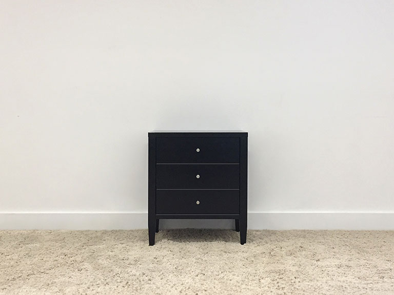 Custom Made 3 Draw Bedside Table Crafted in Black Stained Australian Timber, Handmade in Adelaide