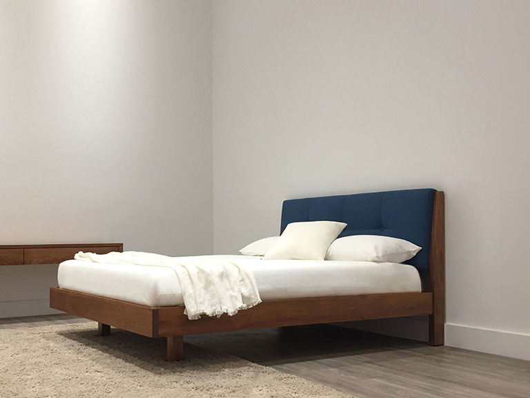 Custom Made Timber Bed with Upholstered Headboard Handcrafted in Adelaide