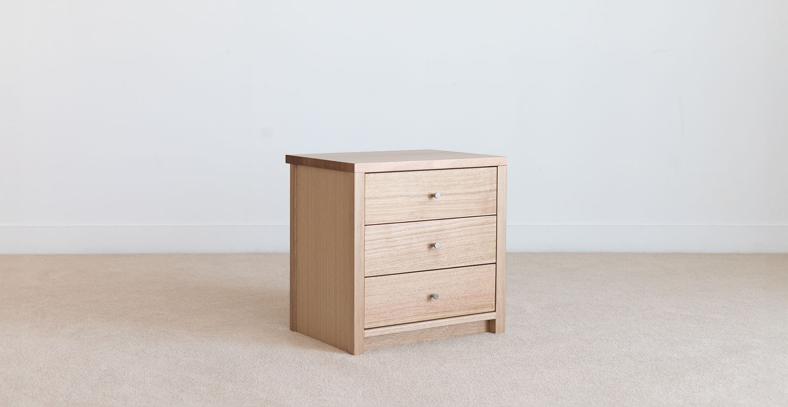 full base bedside table with silver handles