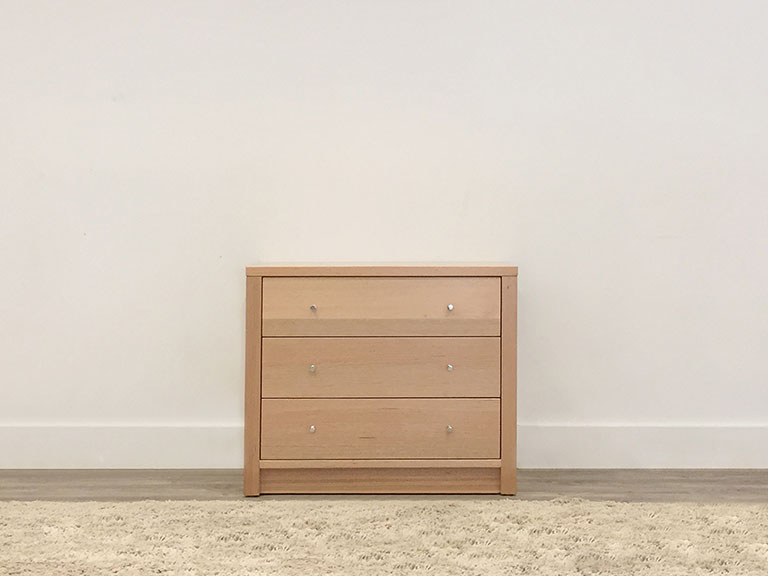 light timber bedside table 3 drawer