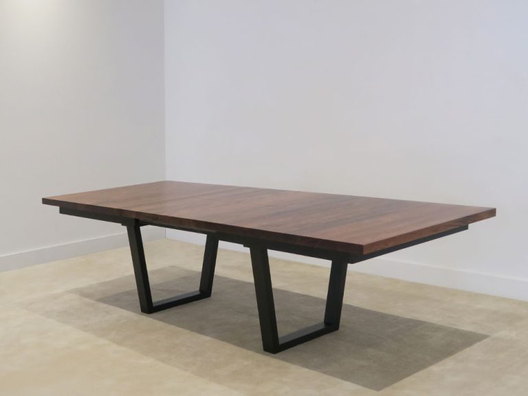 custom made in adelaide extendable dining table with black base at 3 metres open