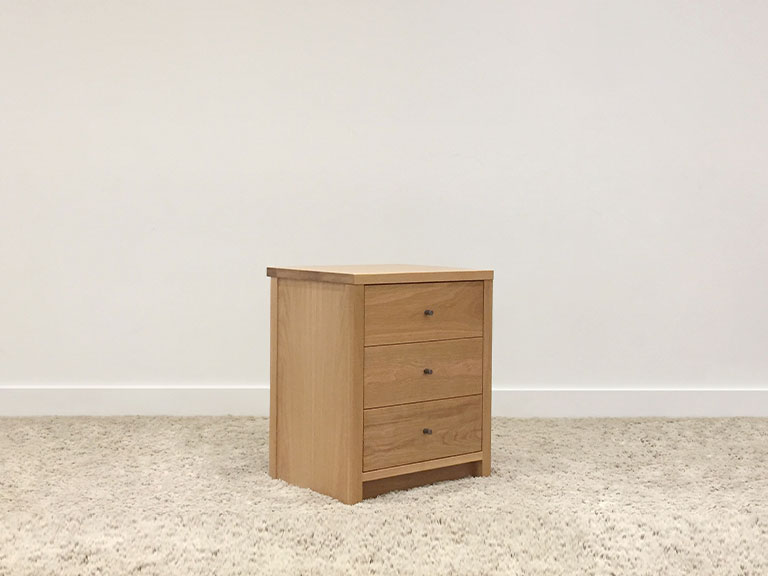 bedside table with grey handles full base