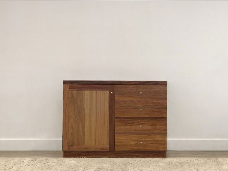 Small Side Board with Side Drawers and 1 Door made from Australian Blackwood Timber