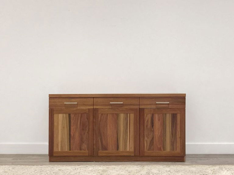 timber buffet with long silver handles