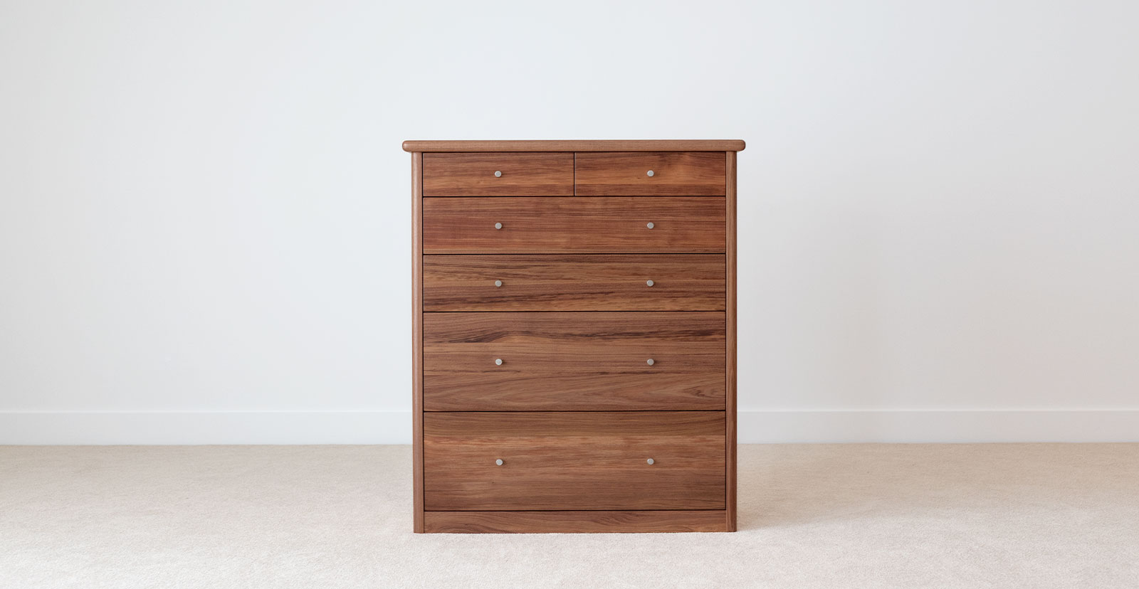 6 drawer tallboy classic design with rounded edge