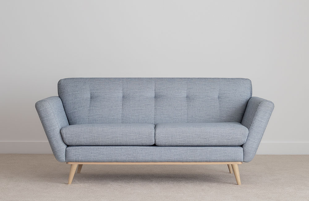 2.5 seater in light blue fabric scandinavian