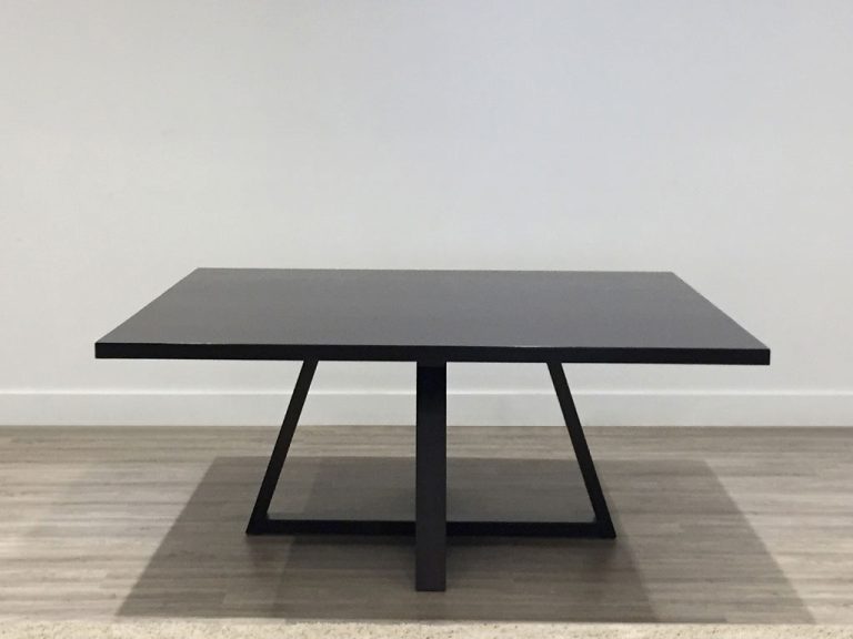 Black Square Dining Table 1.8 metres square with angle base