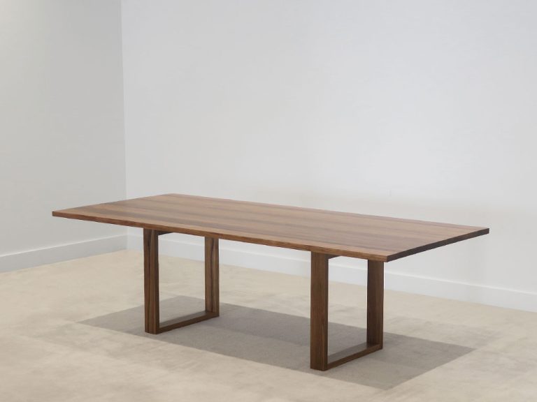 solid timber dining table made in adelaide with contemporary open base