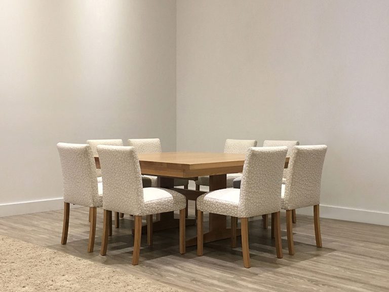 1.5 square extendable dining set with high back fully upholstered dining chair Australian made