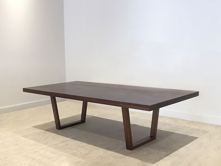 2.8 metre extra wide angular timber dining table with open base